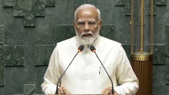 Prime Minister Narendra Modi took oath as Member of Parliament in the new Parliament building. Image Source: Screengrab/Sansad TV