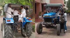 ट्रैक्टर से संसद के लिए रवाना हुए सीकर के MP अमराराम, बोले- 'PM मोदी ने कहा था कि...'