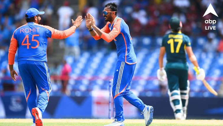 T20 World Cup 2024 IND vs AUS Match Highlights India won by 24 runs against Australia in Super eight to face England in semifinal IND vs AUS Match Highlights: রোহিত-ঝড়ের পর বোলারদের দাপট, অস্ট্রেলিয়াকে হারিয়ে সেমিফাইনালে ইংল্যান্ডের সামনে ভারত