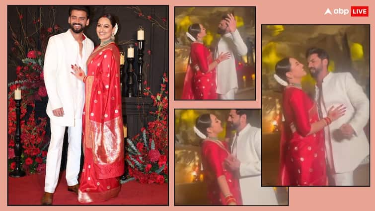 Sonakshi Sinha Zaheer Iqbal Wedding  newly wed Couple do romantic dance in their reception party video viral Watch: अपनी ग्रैंड रिसेप्शन पार्टी में प्यार में डूबे नजर आए Sonakshi- Zaheer, एक दूसरे का हाथ थामे न्यूली वेड कपल ने किया रोमांटिक डांस