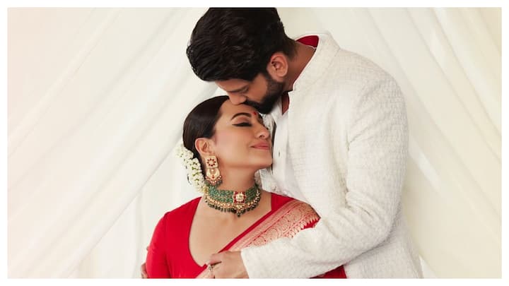 Sonakshi Sinha and Zaheer Iqbal have delighted fans by sharing a new set of pictures from their wedding reception. The actors, who tied the knot on Sunday, posted photos on Instagram.