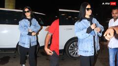 ब्लैक आउटफिट पर ओवरसाइज डेनिम जैकेट पहने एयरपोर्ट पर स्पॉट हुईं Katrina kaif , एक्ट्रेस का लुक देख लोग बोले- बेबी बंप छिपा रही हैं