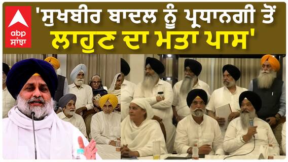 SAD | 'ਸੁਖਬੀਰ ਬਾਦਲ ਨੂੰ ਪ੍ਰਧਾਨਗੀ ਤੋਂ ਲਾਹੁਣ ਦਾ ਮਤਾ ਪਾਸ'
