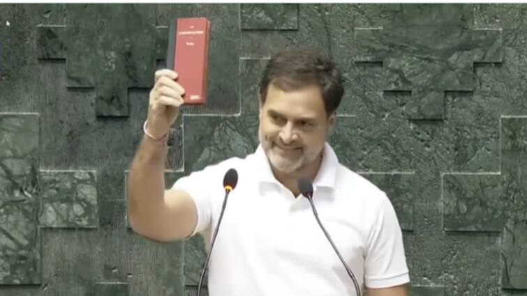 Congress Rahul Gandhi Takes Oath As Member Of 18th Lok Sabha With Copy Of Constitution In Hand video Rahul Gandhi Takes Oath As Member Of 18th Lok Sabha Holding Copy Of Constitution In Hand: WATCH