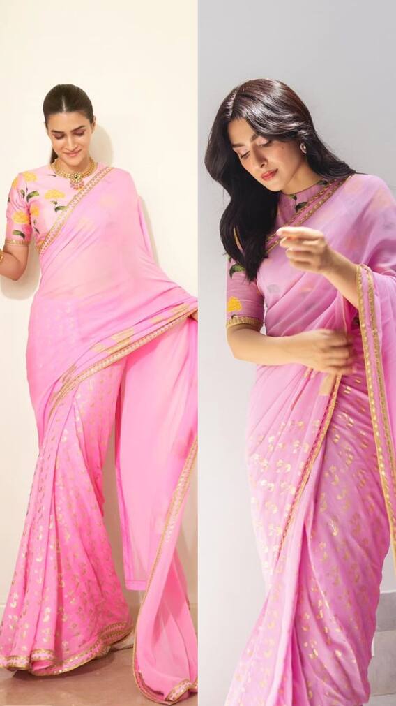 कृति सैनन का साड़ी लुक इस पाकिस्तानी एक्ट्रेस ने किया कॉपी, देखें फोटोज