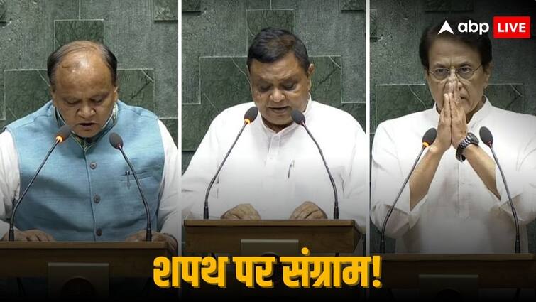 BJP MPs Chhatrapal Gangwar Hindu Rashtra Slogan Atul Garg Hedgewar Jindabad Arun Govil Jai Shri Ram Opposition Objection Lok Sabha Oath Oath Ceremony Controversy: 'जय हिंदू राष्ट्र, जय श्री राम...', BJP के इन सांसदों ने शपथ के दौरान लगाए नारे, भड़का विपक्ष