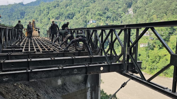Trishakti Corps Bailey Bridge Gangtok Sikkim Flood Army Engineers Construct 70-Foot Bridge In Flood Hit Sikkim Within 72 Hours — WATCH