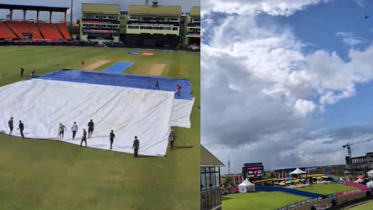 ind vs eng weather update guyana rain stops new video emerges ahead semifinal match t20 world cup 2024 IND vs ENG Weather Update: एकदम से बदला गुयाना का मौसम, झमाझम बारिश के बाद मौसम साफ और निकला सूरज