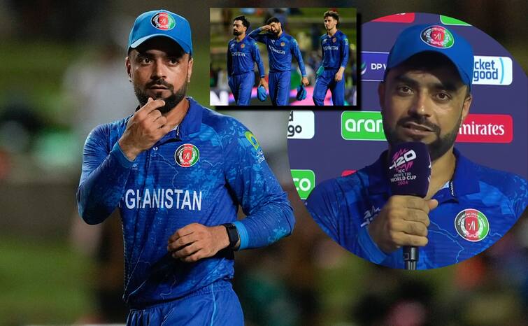 T20 World Cup 2024  Afghanistan Captain Rashid Khan told the reason behind the defeat against South Africa Semi-Final AFG vs SA Semi-Final: अफगानिस्तान की हार के बाद इमोशनल हुए राशिद खान, पढ़ें क्या बताया हार का कारण