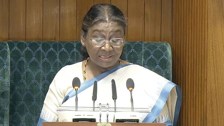 President Droupadi Murmu Address Joint Sitting Parliament Lok Sabha Speech  Highlights