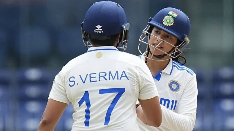 INDW vs SA One-off Test Smriti Mandhana Shafali Verma century against south africa Chennai INDW vs SAW: मंधाना-शैफाली ने शतक जड़कर रचा इतिहास, दक्षिण अफ्रीका की हालत हुई खराब