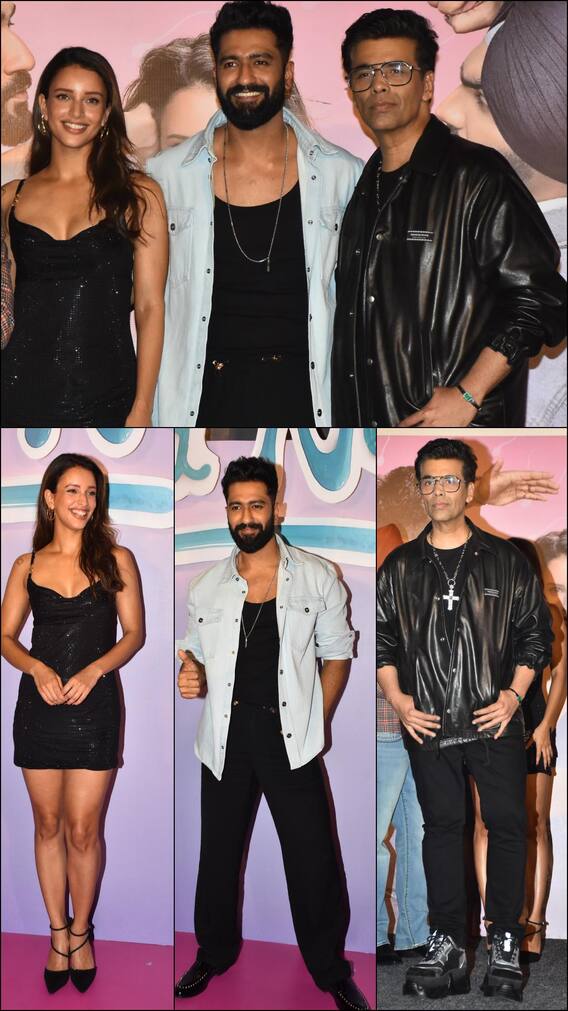 ट्वीनिंग कर बैड न्यूज के ट्रेलर लॉन्च इवेंट में पहुंचे विक्की- तृप्ती और करण जौहर