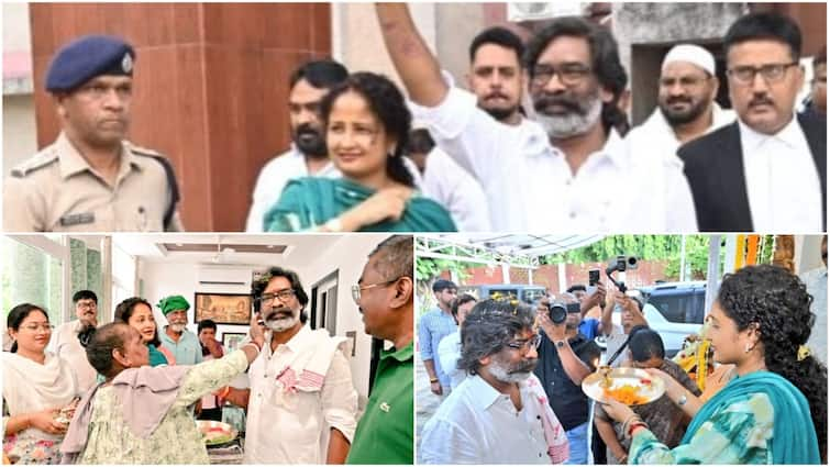 Ex-Jharkhand CM Hemant Soren Will get Heat Welcome From Household Upon Launch On Bail — IN PICS