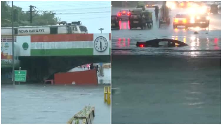 Delhi Rainfall Vehicles Floods Roads Makes Commuting Difficult Submerged Vehicles, Flooded Roads Hit Daily Commute In Delhi — WATCH