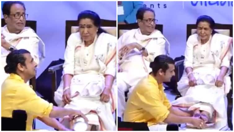 Sonu Nigam Kisses Asha Bhosle Feet At Event And Washes Them Fans Call It Quintessentially Indian See Video Sonu Nigam Kisses Asha Bhosle's Feet At Event And Washes Them, Fans Call It 'Quintessentially Indian'