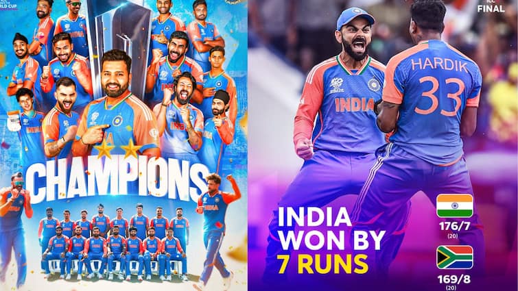 India vs South Africa  T20 World Cup Final 2024 India wins by 7 runs clinches the World Cup IND vs SA Final T20 2024: జగజ్జేతగా రోహిత్‌ సేన, నెరవేరిన దశాబ్దాల కల