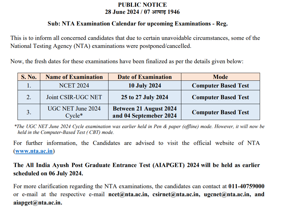 UGC NET 2024 Exam Dates: NTA Announces New Dates For Cancelled June Test & CSIR UGC NET, Check Here