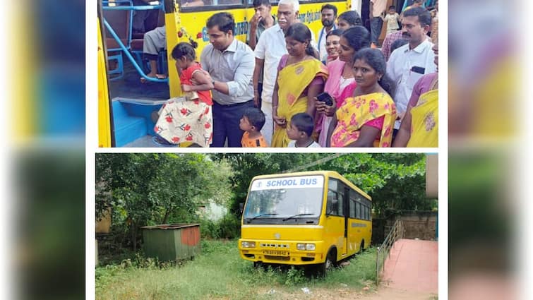 Kovilpatti Vidya Prakasam special school bus service stopped children and parents suffer - TNN எரிபொருளுக்கு பணம் இல்லை, ஓட்டுநருக்கு ஊதியம் கொடுக்க நிதி இல்லை- காட்சி பொருளான சிறப்பு பள்ளி பஸ்