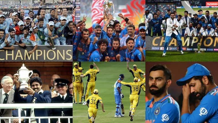 t20 world cup 2024 final ind vs sa indian cricket team have bad records in icc finals IND vs SA: இதுவரை 12 முறை ஐசிசி இறுதிப்போட்டிகளில் களம்.. 4 முறையே வெற்றி.. இந்திய அணியின் மோசமான சாதனை!