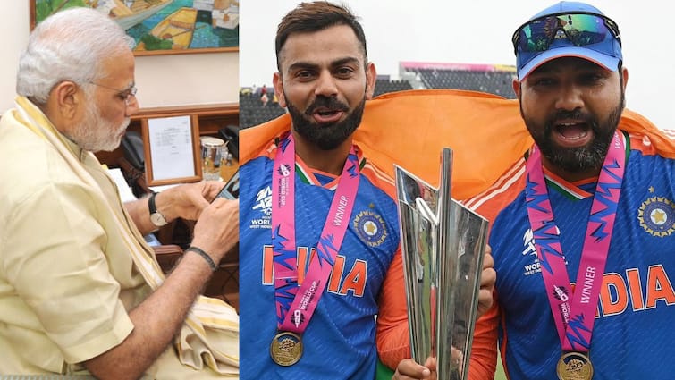 PM Modi phone call to Team India talk with Rohit Sharma Virat Kohli also praises Suryakumar Yadav catch Jasprit bumrah bowling IND vs SA T20 World Cup: वर्ल्डकप जिंकल्यानंतर पंतप्रधान मोदींचा टीम इंडियाला फोन, रोहित शर्माला म्हणाले...