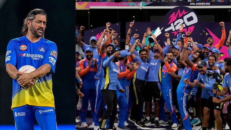 India won T20 World cup 2024 final by 7 runs and become champions MS Dhoni congratulate fans reaction Thala for a reason टीम इंडिया 7 रनों से जीत हासिल कर बनी चैंपियन, MS Dhoni ने दी बधाई, फैंस बोले- थाला फॉर ए रीजन