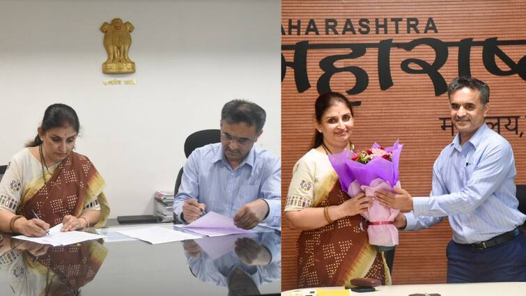 Sujata Saunik IAS Maharashtra First Woman Chief Secretary accepted charge from nitin kirir mantralaya marathi news Sujata Saunik : सुजाता सौनिक यांनी स्वीकारली मुख्य सचिवपदाची सूत्रे, राज्याच्या पहिल्या महिला मुख्य सचिव होण्याचा बहुमान