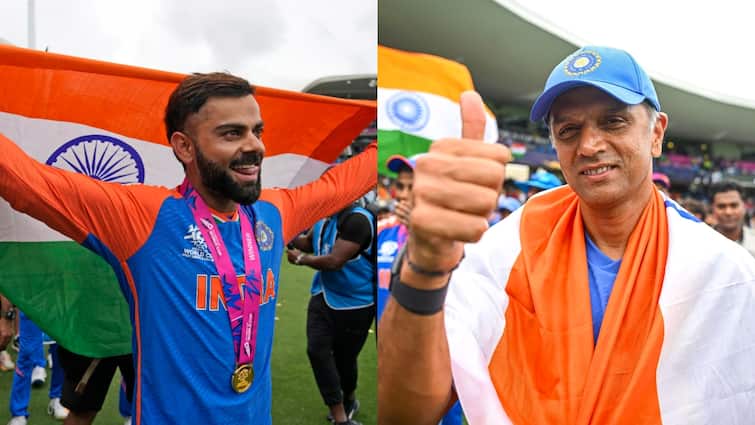 Rahul Dravid special message to Virat Kohli as he leave Indian team after wining T20 World Cup 2024 Rahul Dravid: चैंपियन बनी टीम इंडिया लेकिन राहुल द्रविड़ खुश नहीं? जाते-जाते विराट कोहली से की खास दरखास्त