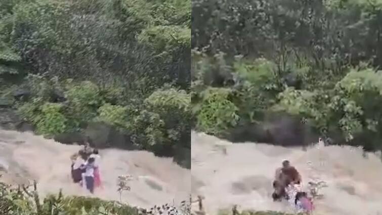Viral Video Family Of 7 Swept Away In Waterfall Near Mumbai Lonavala Viral Video: జలపాతంలో పడి కొట్టుకుపోయిన కుటుంబం, సాయం కోసం ఆర్తనాదాలు - క్షణాల్లో గల్లంతు