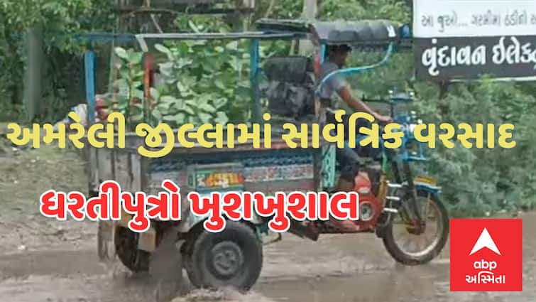 Gujarat Monsoon Universal rainy weather in Amreli district happiness among farmers Amreli Rain: અમરેલી જીલ્લામાં સાર્વત્રિક વરસાદી માહોલ, ખેડૂતોમાં ખુશી
