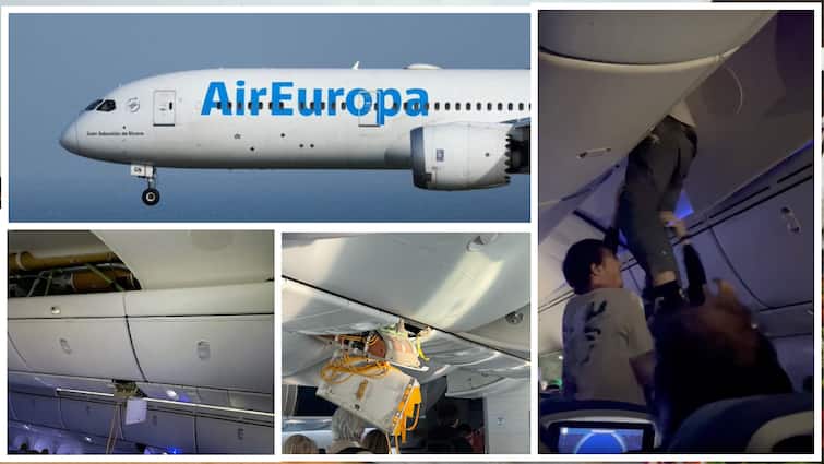 Dozen were injured in turbulence prompts Air Europa flight emergency landing in Brazil Air Europa Flight : అది ఎయిర్‌ బస్సా, ఎర్ర బస్సా- విమానంలో కుదుపులకు లగేజీ బాక్స్‌లో పడ్డ ప్రయాణికుడు