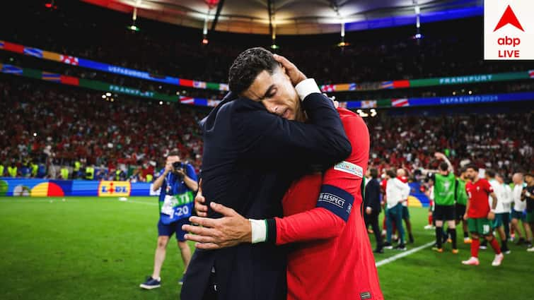 euro cup 2024 Cristiano Ronaldo in tears after missing penalty for portugal vs slovenia Cristiano Ronaldo: সহজ পেনাল্টি মিস করেই হাউহাউ করে কাঁদলেন, ক্রমশই কি নিস্তেজ হচ্ছেন রোনাল্ডো?