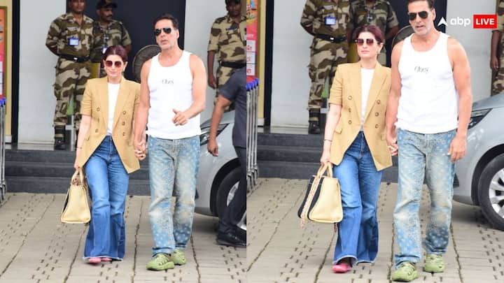 Akshay  Kumar Twinkle Khanna Pics: अक्षय कुमार और ट्विंकल खन्ना बी-टाउन के पावरकपल हैं.  हाल ही में ये कपल प्राइवेट एयरपोर्ट पर स्पॉट किया गया. जिसकी तस्वीरें इंटरनेट पर खूब वायरल हो रही हैं.