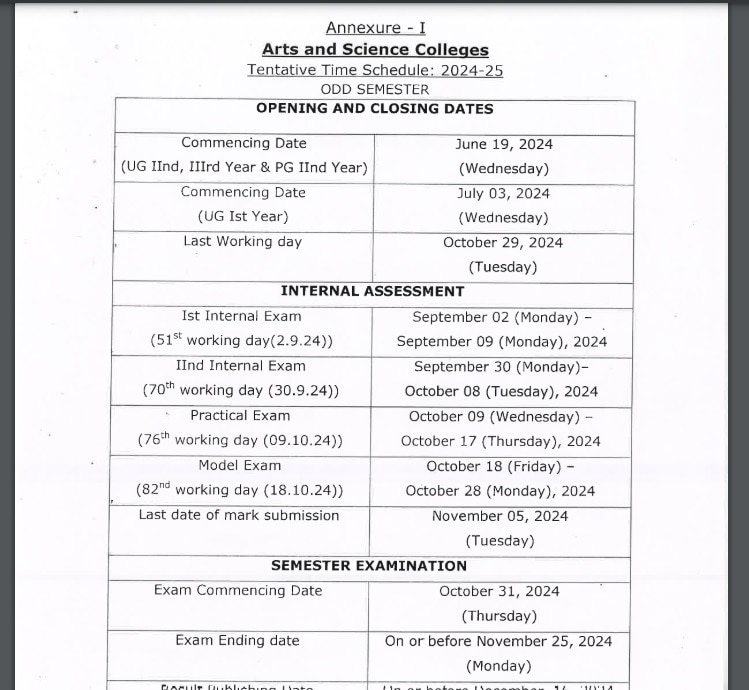 Semester Exam Time Table: அனைத்துக் கல்லூரிகளுக்கும் ஒரே நேரத்தில் செமஸ்டர் தேர்வுகள்; எப்போது?- ஆண்டு அட்டவணை வெளியீடு