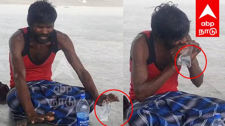 illicit liquor at the bus stand Alcohol commonly available in Villupuram - TNN பேருந்து நிலையத்தில் கள்ளச்சாராயம் குடித்த நபர் - விழுப்புரத்தில் சகஜமாக கிடைக்கும் சாராயம்