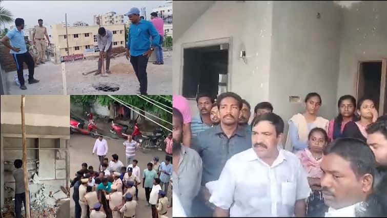 YSRCP leader Dwarampudi Chandrasekhar Reddy tried to stop the demolition of illegal buildings in Kakinada Kakinada: కాకినాడలో అక్రమ కట్టడాలపై అధికారుల సమ్మెట- అడ్డుకొనేందుకు ద్వారంపూడి రావడంతో ఉద్రిక్తత