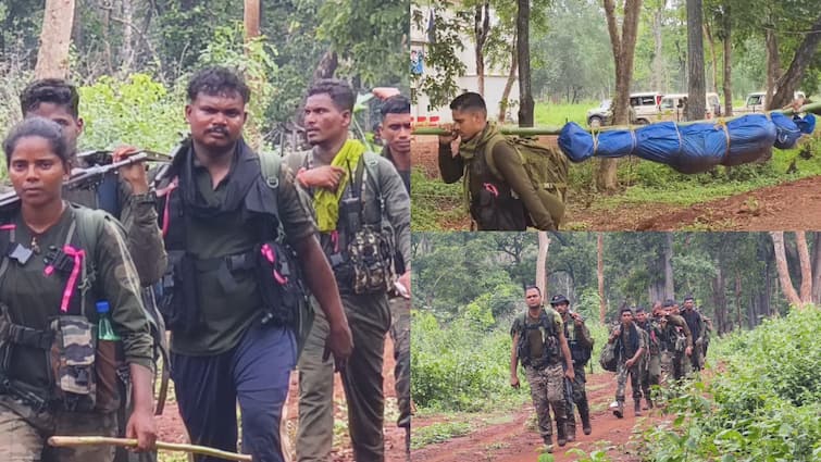 Chhattisgarh Police Naxalite encounter 5 Maoists died ann छत्तीसगढ़ में पुलिस-नक्सली मुठभेड़, 5 माओवादियों के शव लेकर मुख्यालय पहुंची जवानों की टीम