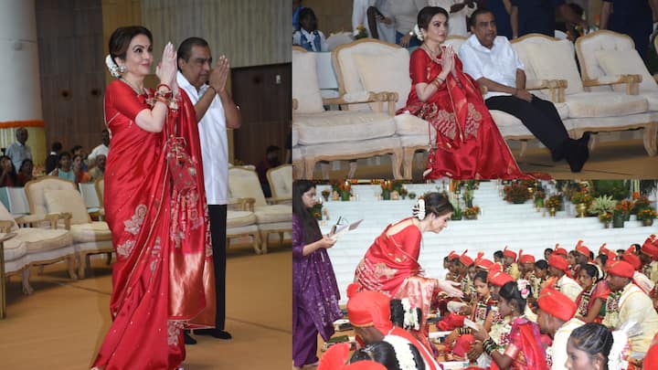 Ambani Family Organized Mass Wedding: छोटे बेटे की शादी से पहले मुकेश अंबानी और नीता अंबानी ने 50 कन्याओं का सामूहिक विवाह कराया. चलिए जानते हैं अंबानी परिवार ने बेटियों को गिफ्ट में क्या-क्या दिया.