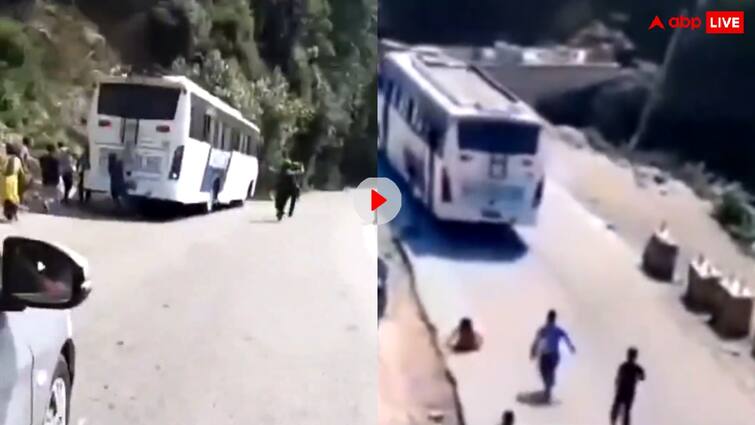 Brakes of the bus failed in Amarnath due to which the lives of 40 people were in trouble video viral Video: चलती बस से कूदकर लोगों को बचानी पड़ी जान, अमरनाथ यात्रा के दौरान हुआ बस का ब्रेक फेल
