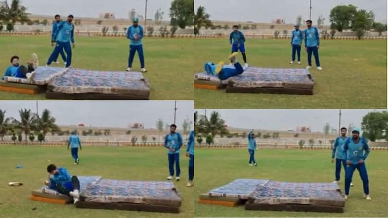 Viral Video Pakistan Fielding Drills on Old Mattress Fans Slams Pakistan Cricket Board  Prefix: PAK Fielding Drills: விமர்சனத்திற்குள்ளாகும் பாகிஸ்தான் கிரிக்கெட் வீரர்கள் ஃபீல்டிங் பயிற்சி முறை: வைரல் வீடியோ!