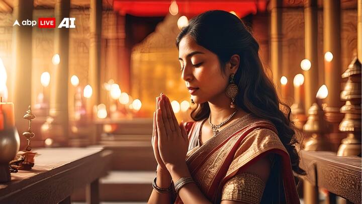 Spiritual Connection: The puja, or worship, is the core of temple rituals and aims to establish a spiritual connection with the divine. By chanting mantras and performing other rituals, devotees create a symbolic rope that connects the earthly and the divine world. By strengthening their bond, the worshiper and the deity develop a closer bond that inspires devotion and intimacy. Mantras with musical intonations and sacred texts spoken are said to invoke heavenly presence and blessings, strengthening the relationship between the devotee and the supreme. (Image Source: ABP Live AI)