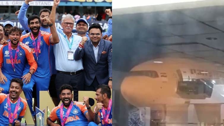 Team India will fly back special flight Air India lands at Barbados BCCI Jay Shah Watch: टीम इंडिया को लेने बारबाडोस पहुंची स्पेशल फ्लाइट, पढ़ें वापसी को लेकर क्या है लेटेस्ट अपडेट