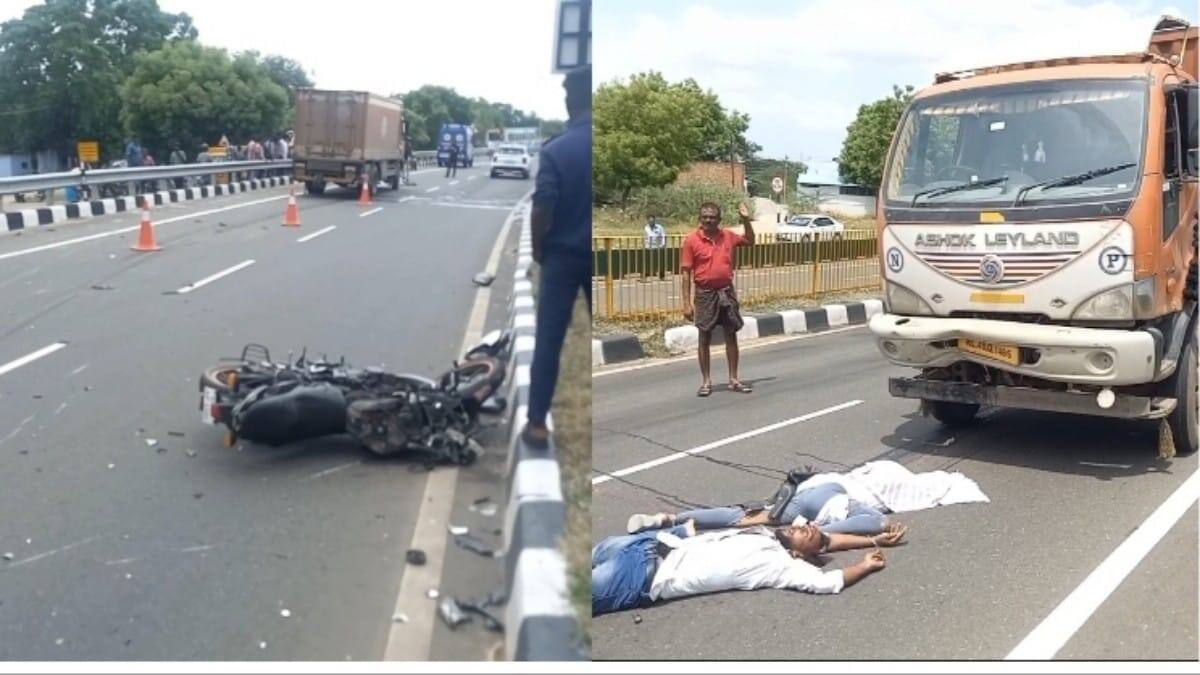 நாங்குநேரி: லாரி மீது பைக் மோதி விபத்து: தூக்கிவீசப்பட்ட காதல் ஜோடி சம்பவ இடத்திலேயே பலி