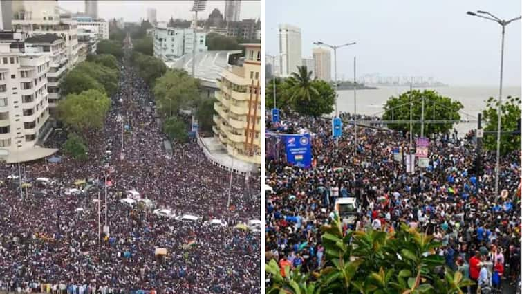 mumbai marine drive turns into sea of fans gathered for t20 world cup winning team india victory parade Team India: टीम इंडिया का होगा ग्रैंड वेलकम, मरीन ड्राइव पर उमड़ा फैंस का सैलाब; हैरतंगेज तस्वीरें आईं सामने