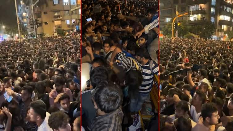 Scuffle in Mumbai crowd to welcome team india, some suffocated, taken to hospital by ambulance; The video went viral social media Video : मुंबईच्या गर्दीत धक्काबुक्की, काहींचा श्वास गुदमरला, रुग्णालयात दाखल; व्हिडिओ व्हायरल