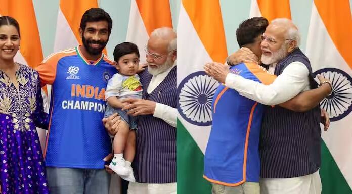Team India Meeting With PM Modi: વડાપ્રધાન નરેન્દ્ર મોદી ખેલાડીઓ તેમજ તેમના પરિવારજનોને મળ્યા હતા. તેઓ વિકેટ કીપર બેટ્સમેન ઋષભ પંતને ભેટી પડ્યા હતા