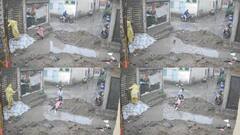 पानी से भरे नगर निगम के खोदे गड्ढ़े में गिरी बच्ची, बाल- बाल बची जान, घटना कैमरे में कैद