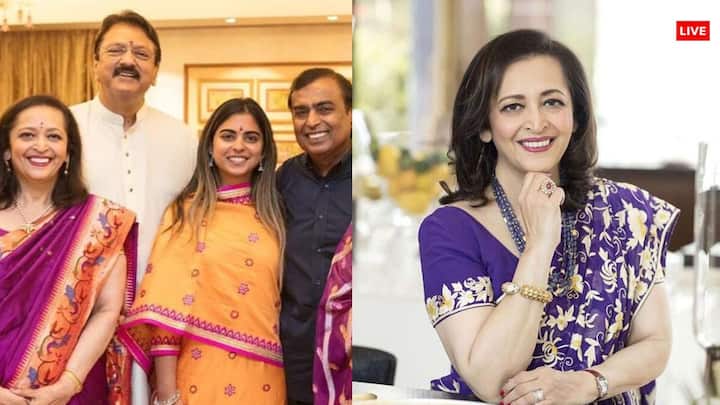 Anant Ambani और Radhika Merchant की शादी के फंक्शन 'मामेरू सेरेमनी' के साथ शुरू हो चुके हैं. वहीं इस फंक्शन में अंबानी फैमिली के अलावा ईशा अंबानी की सास स्वाति पीरामल भी खूब सुर्खियां बटोर रही हैं.