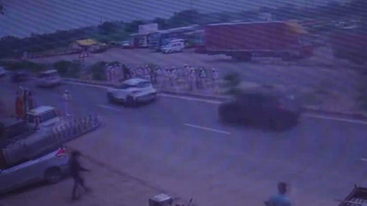 UP Hathras Stampede Bhole Baba Narayan Sakaar Hari CCTV visuals CCTV Footage Shows Bhole Baba's Convoy Leaving Hathras Village After Stampede — WATCH