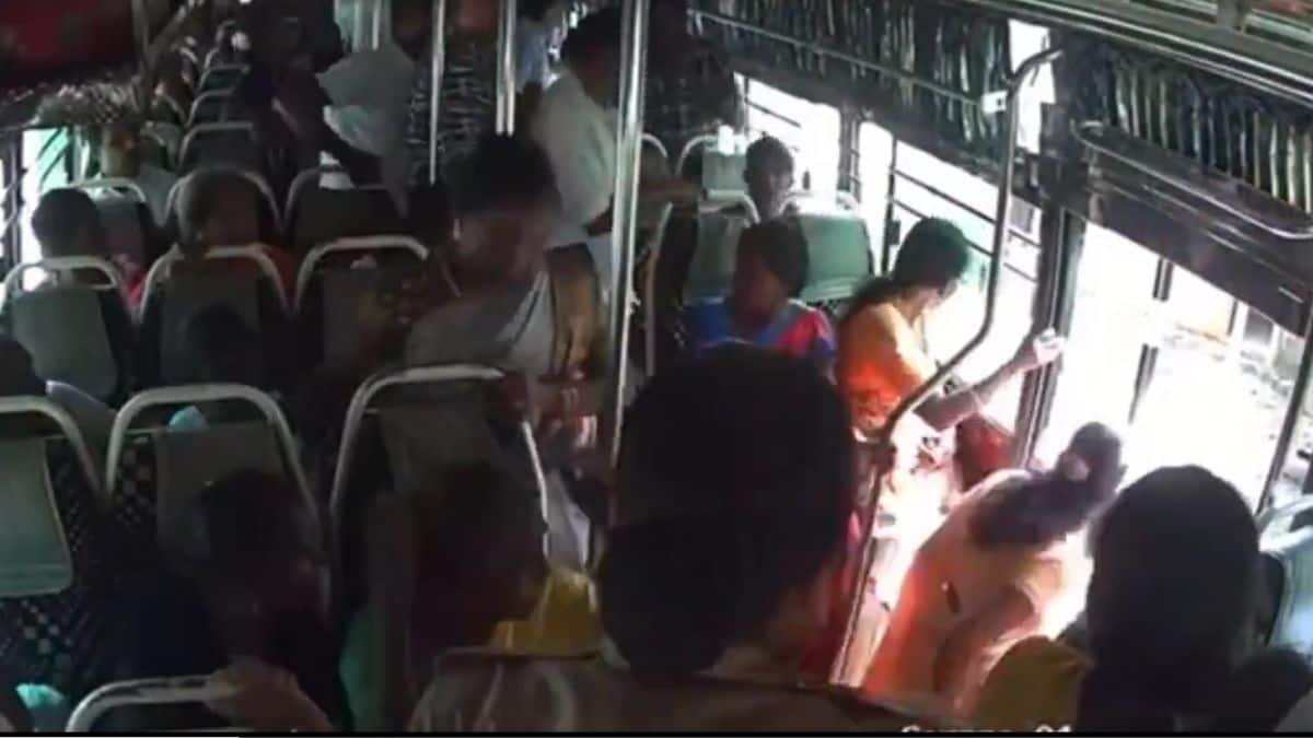 On Cam: Tamil Nadu Woman Thrown Off Bus, Rolls Down Road As It Takes Sharp Turn