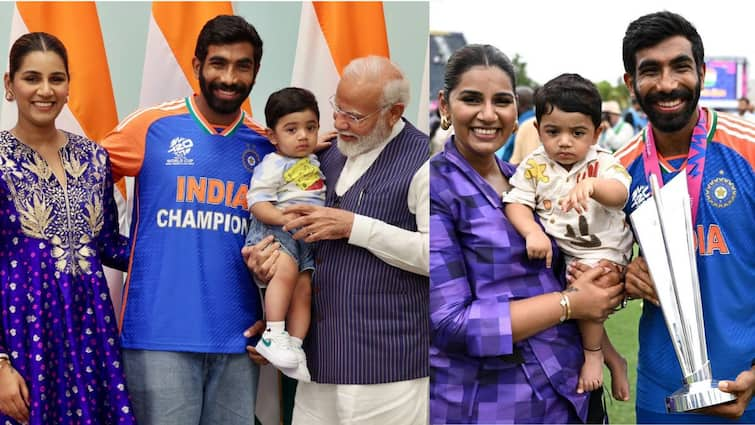 indian cricket team updates Jasprit Bumrah Sanjana Ganeshan Meet PM Modi With Little Angad Photo Went Viral Maharashtra Marathi News ज्युनिअर बुमराह मोदींच्या कडेवर, जसप्रीत आणि संजना गणेशनला  पंतप्रधान काय म्हणाले?